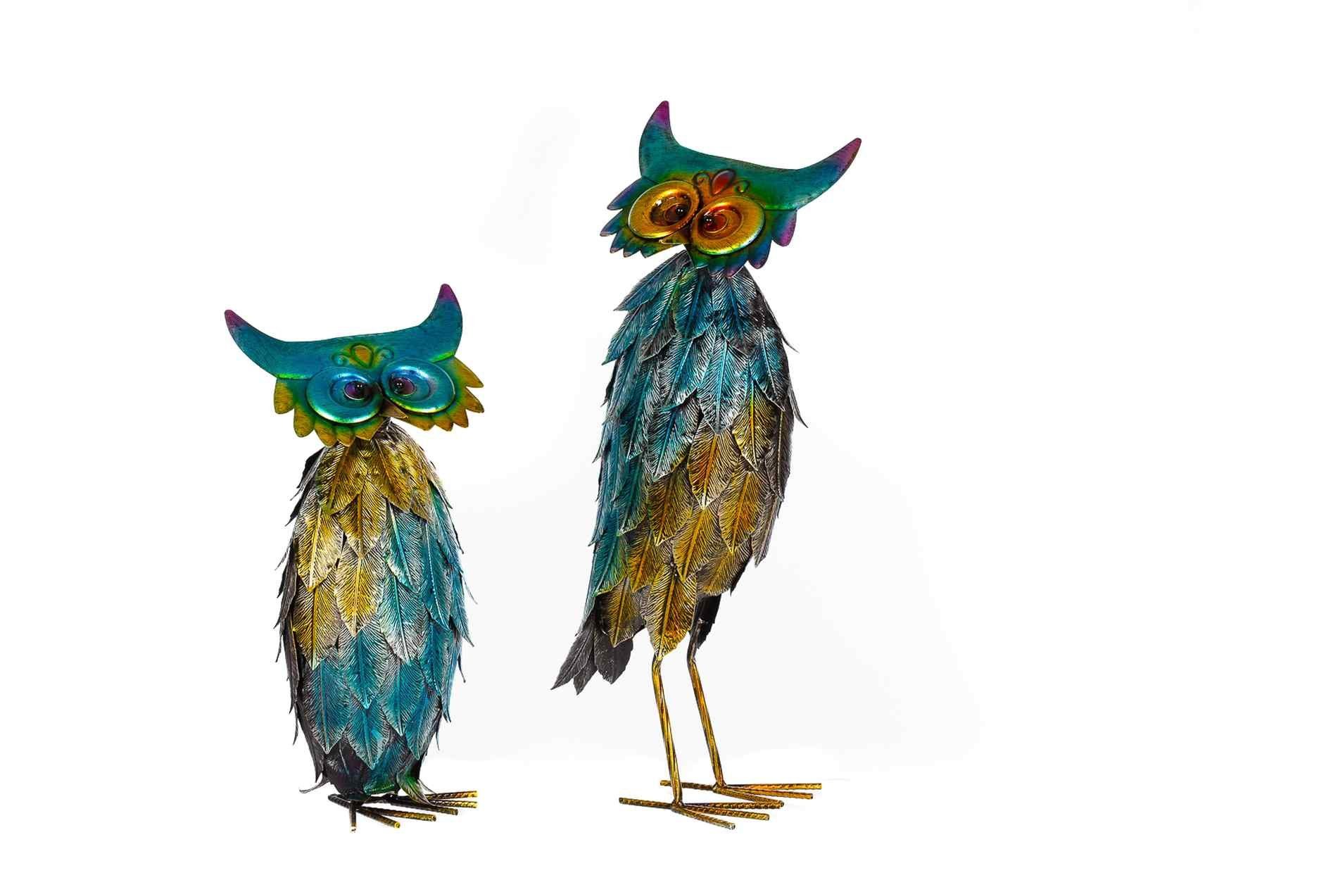 BIRENDY Dekofigur Riesiges schönes Metall Figurenpaar Eulen oder Enten WG Gartenfigur Dekofigur