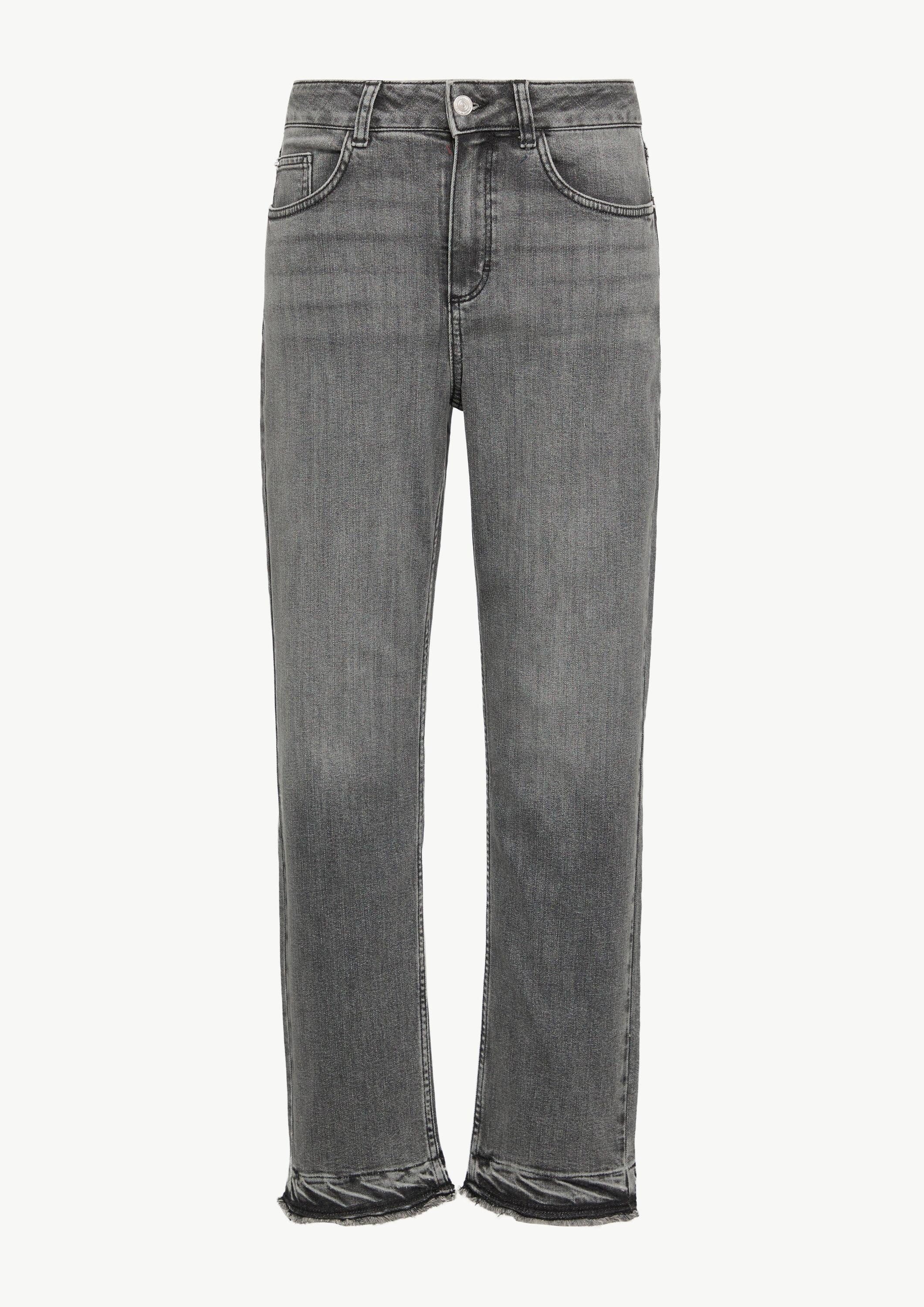 comma Regular-fit-Jeans Jeans-Hose Straight-Leg-Jeans mit gefranstem Saum