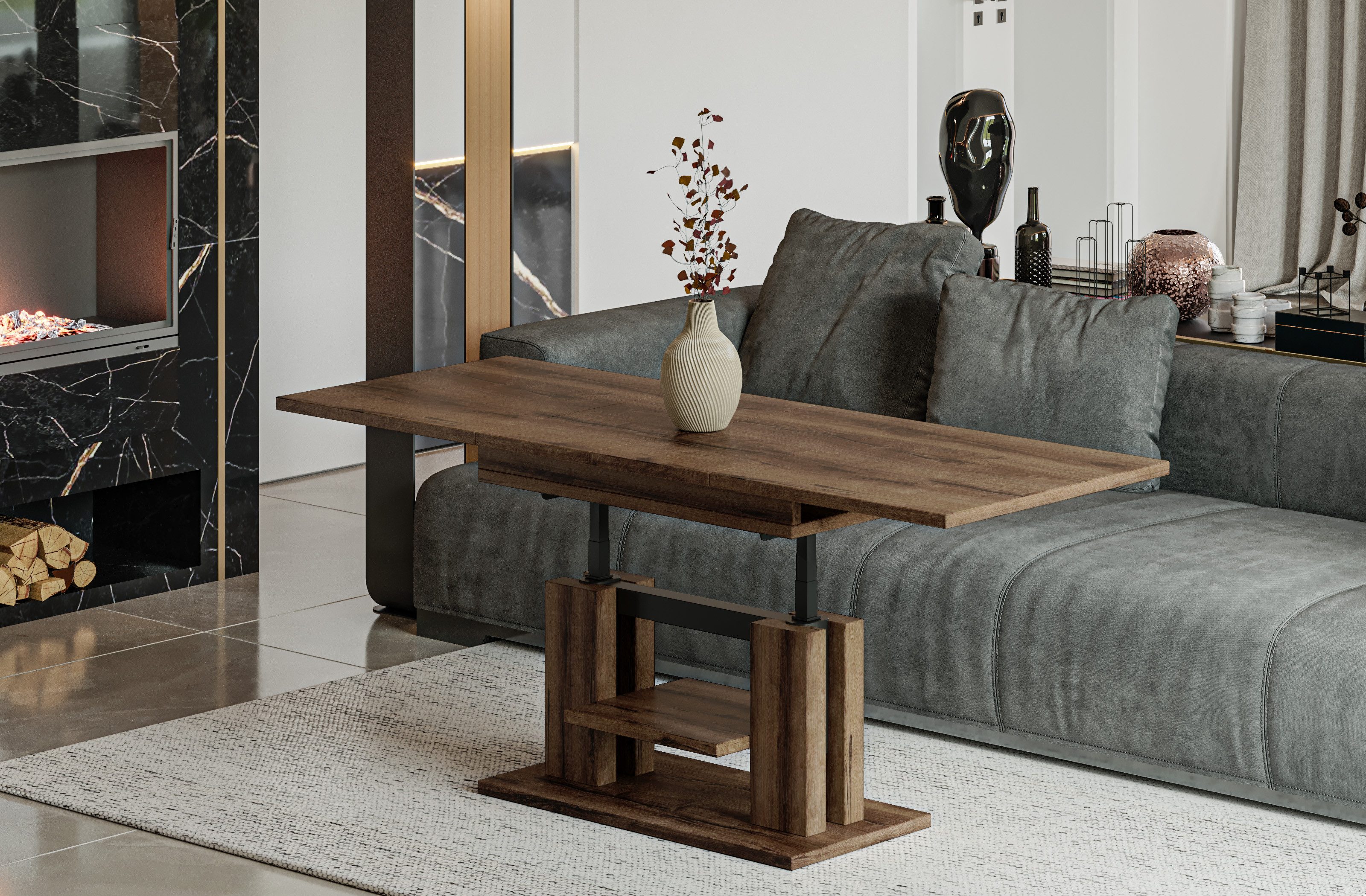 Endo-Moebel Couchtisch Endo Couchtisch Iso 110 / 170 höhenverstellbar erwei günstig online kaufen