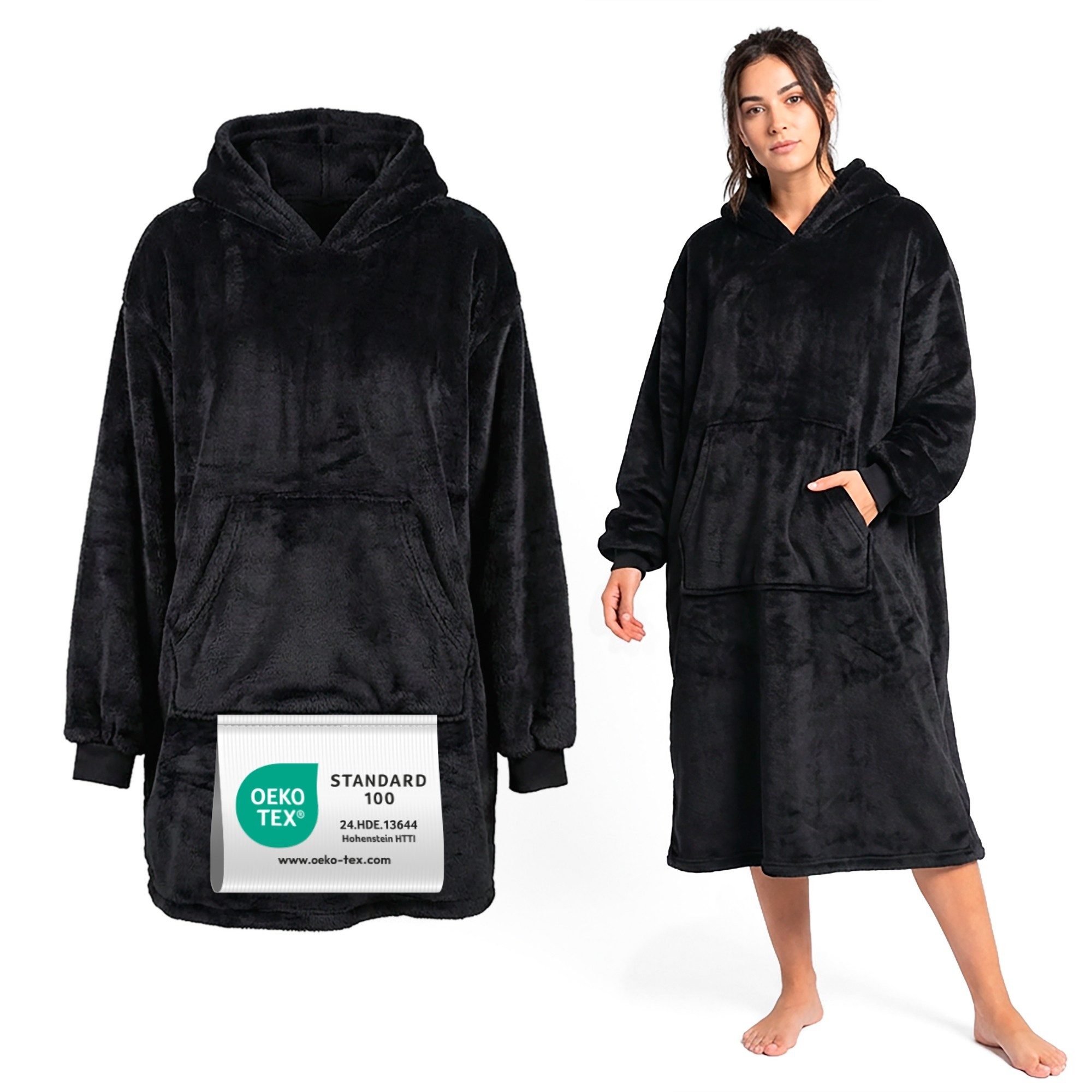 Wohndecke Hoodie Decke - Personalisierter Sherpa Deckenpullover mit Ärmeln, günstig online kaufen