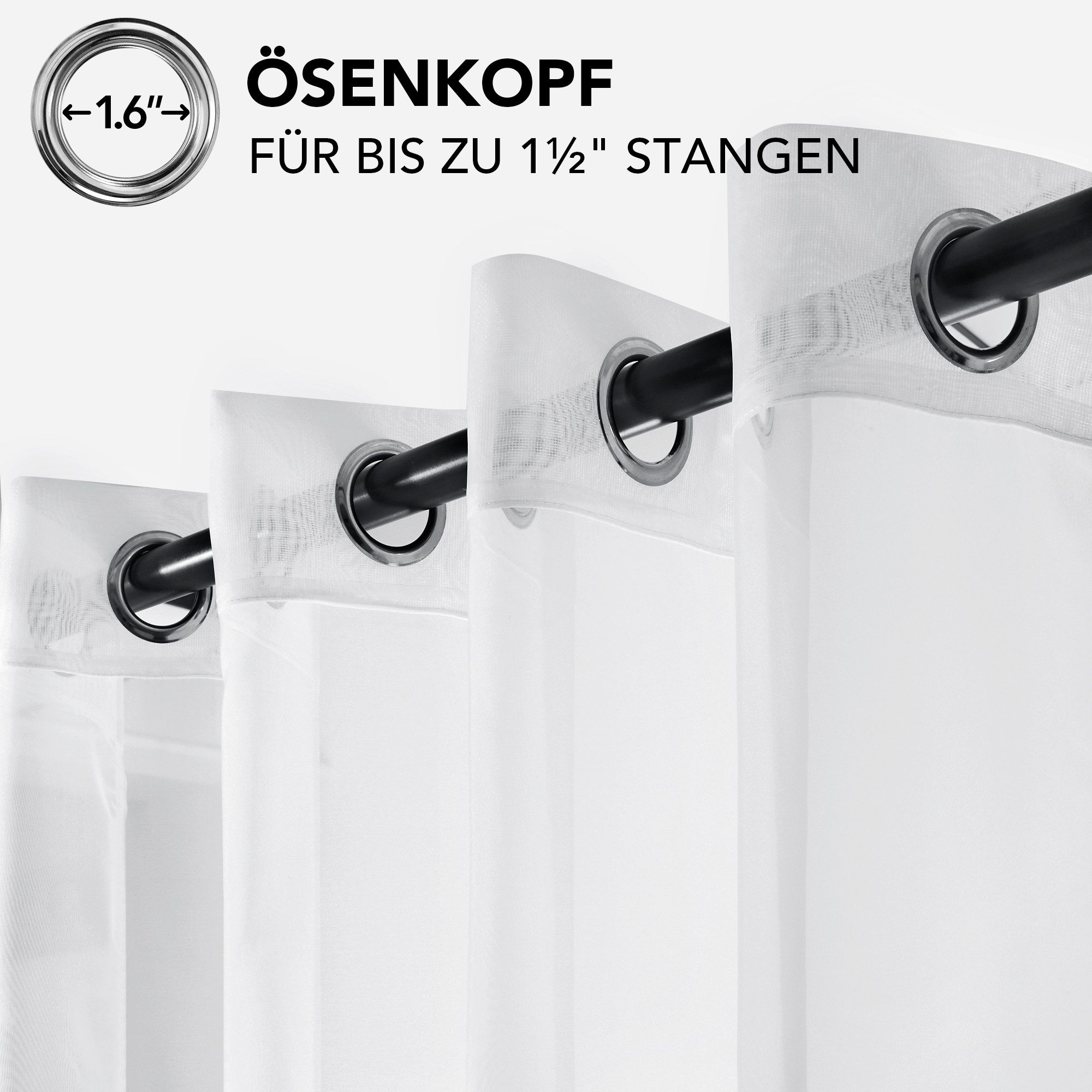 Deconovo Vorhang Transparent Voile Gardinen mit Ösen Wohnzimer Ösenvorhang 2er Set, Luftig Modern Store Dekoschals Schlafzimmer einfarbig pflegeleicht – Bild 4 von 5