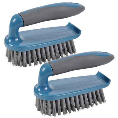 Macosa Home Reinigungsbürsten-Set Bürste groß mit Griff blau grau, (Reinigungsbürsten Set, 2-tlg), Reinigungsbürsten mit Griff