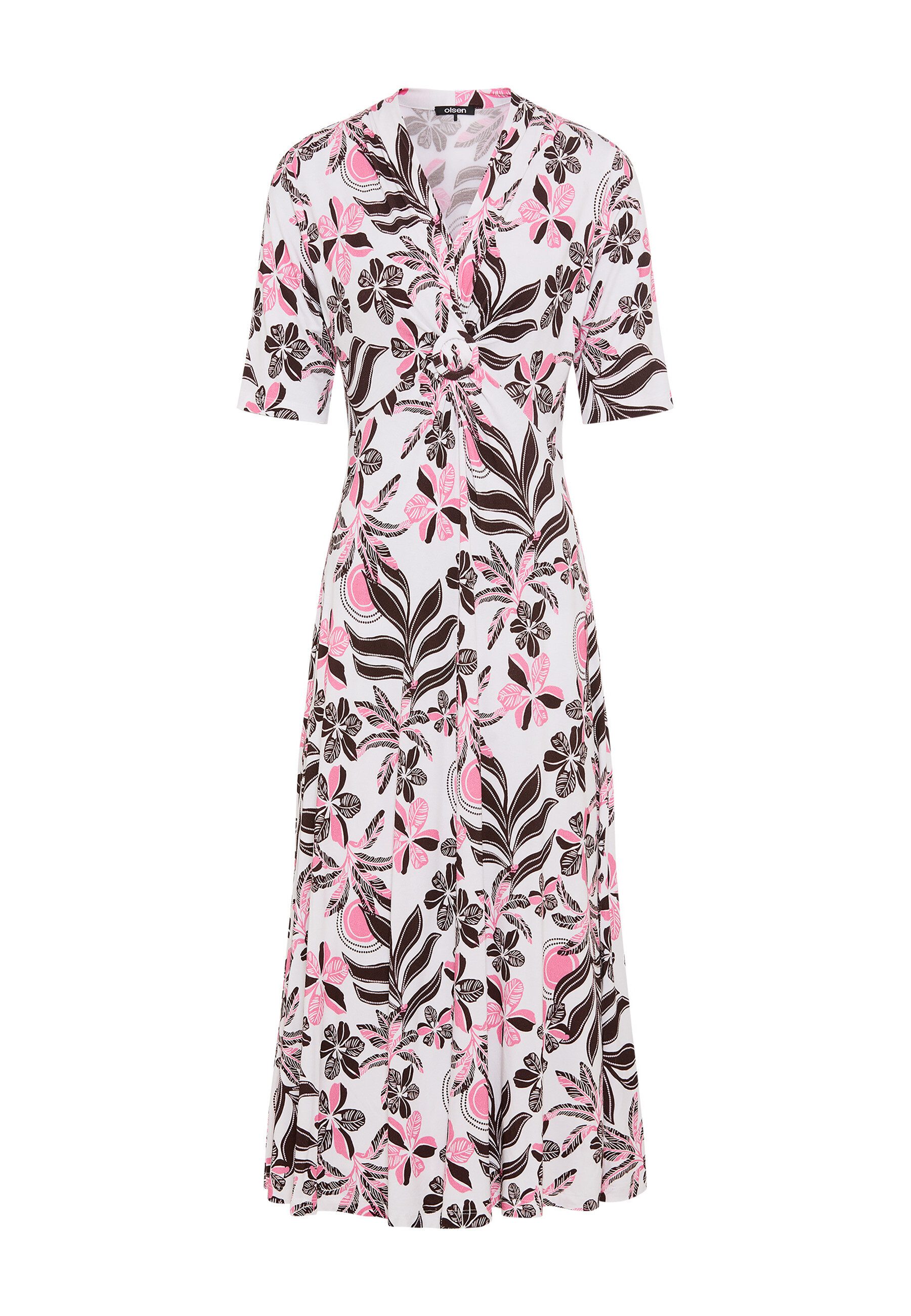Olsen Midikleid Jerseykleid in Wickeloptik mit Allover-Dessin