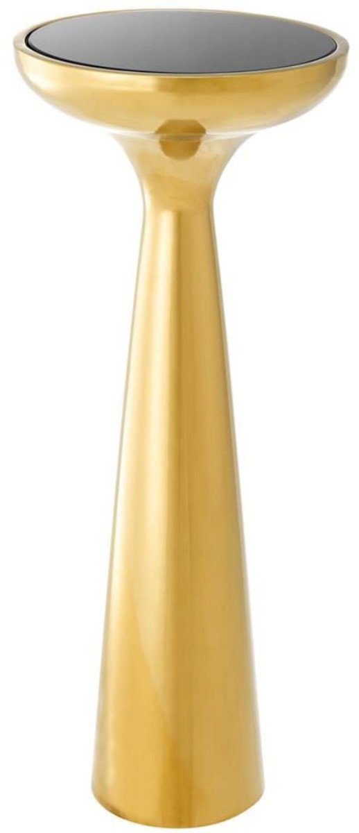 Casa Padrino Beistelltisch Luxus Edelstahl Beistelltisch mit Glasplatte Gold / Schwarz Ø 29 x H. 71,5 cm - Hotel Möbel