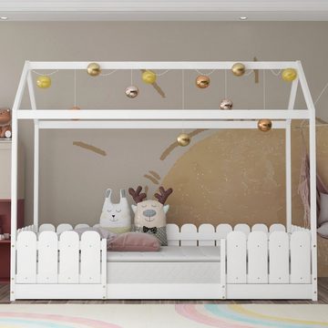 HAUSS SPLOE Kinderbett Kinderbett Holzhaus Bett Bodenbett Bettgestell Einzelbett (90x200 cm ohne Matratze aus Kiefer Holz)