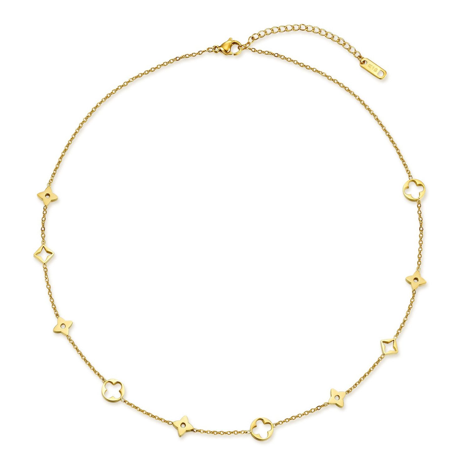 KARMA Edelstahlkette Damenhalskette Klee Gold 43 cm Edelstahl (Kette modern günstig online kaufen