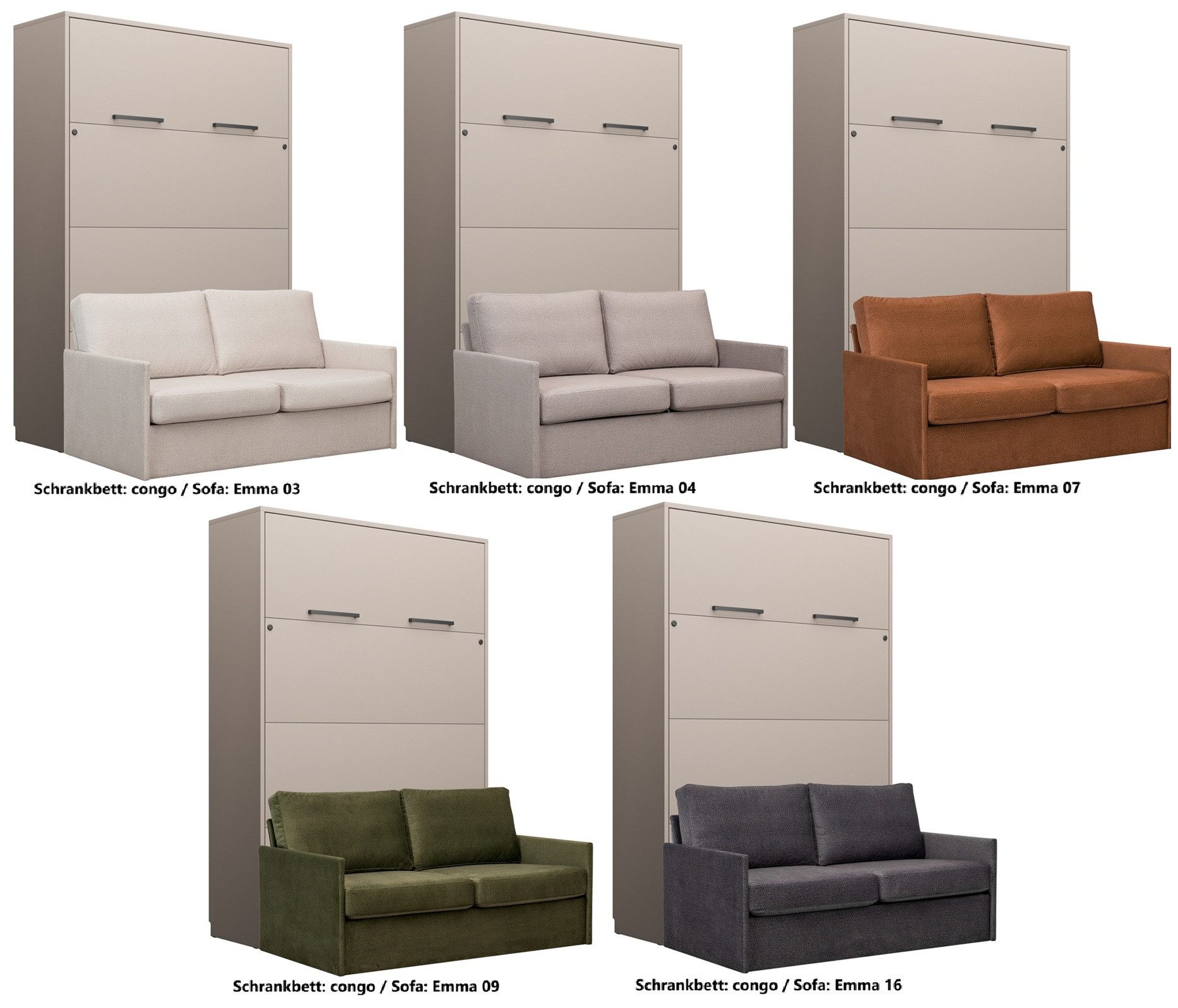 QMM TraumMöbel Schrankbett Wandbett GN 140x200 congo mit LED & Sofa (Set, 2-St., Schrankbett vertikal 140x200; Sofa) vertikal klappbar, mit LED-Beleuchtung mit Fernbedienung