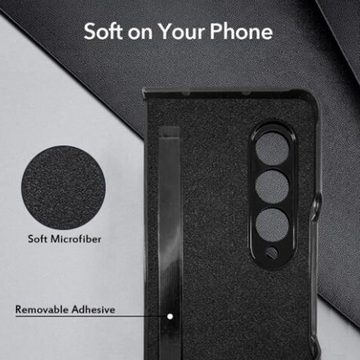 Wigento Handyhülle Für Samsung Galaxy Z Fold4 5G Carbon Kunststoff Handy Tasche Hülle Etuis Schwarz