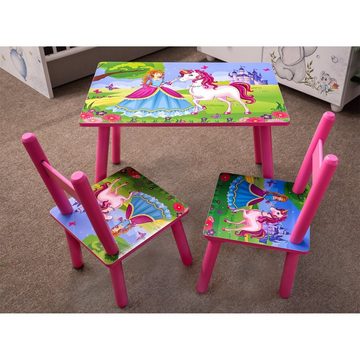 HTI-Line Kindersitzgruppe Kindertischgruppe Einhorn, (Set, 3-tlg., 1 Tisch, 2 Stühle), Kindertisch Kinderstuhl Kindermöbel