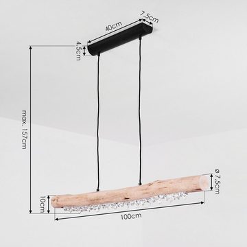 hofstein Pendelleuchte »Arzano« dimmbare Hängelampe aus Metall/Holz in Nickel-matt, 3000 Kelvin, m. Kristallen, 1500 Lumen, in 4 Stufen dimmbar
