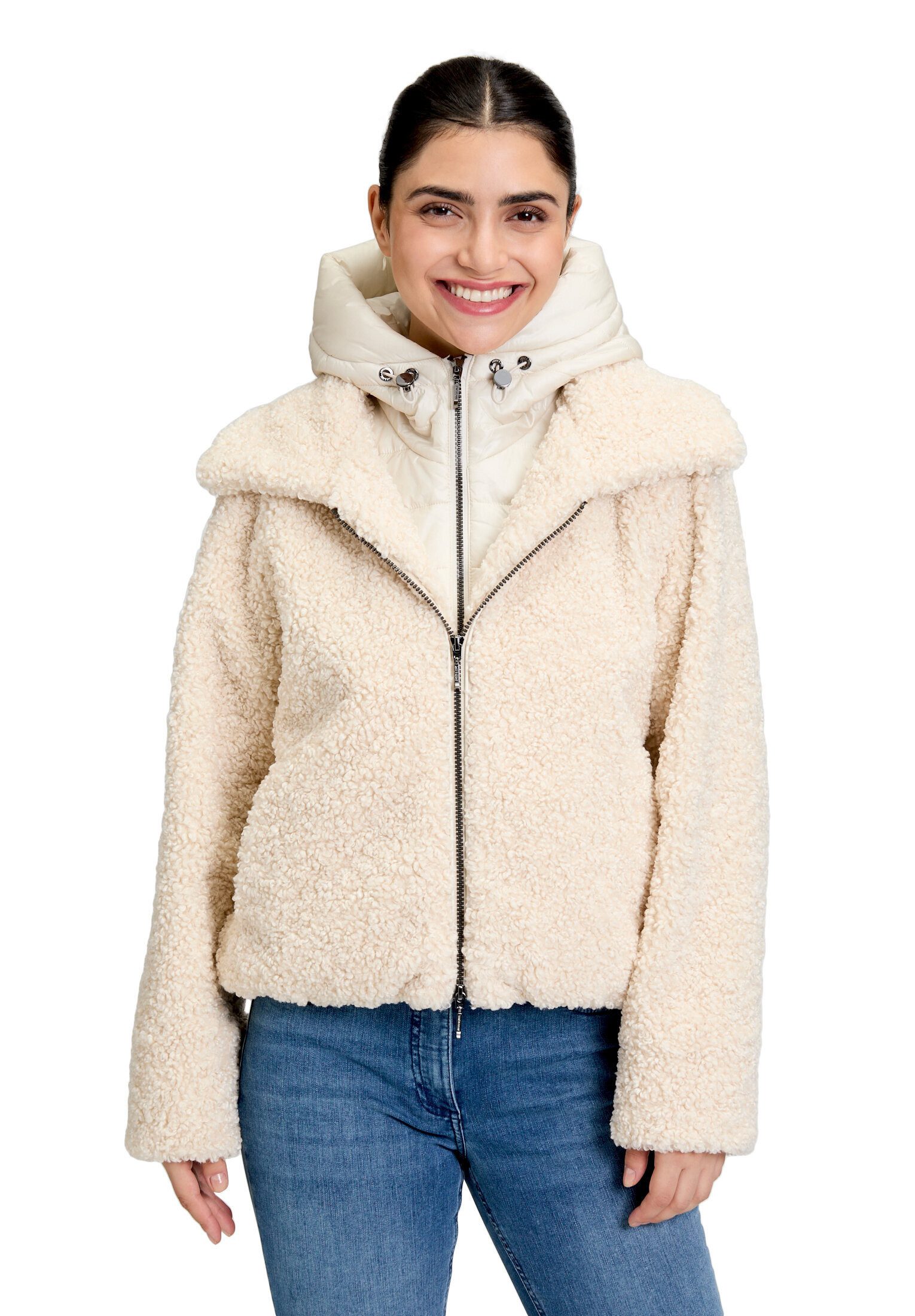 Amber & June Plüschjacke Damen mit abnehmbarem Westenteil