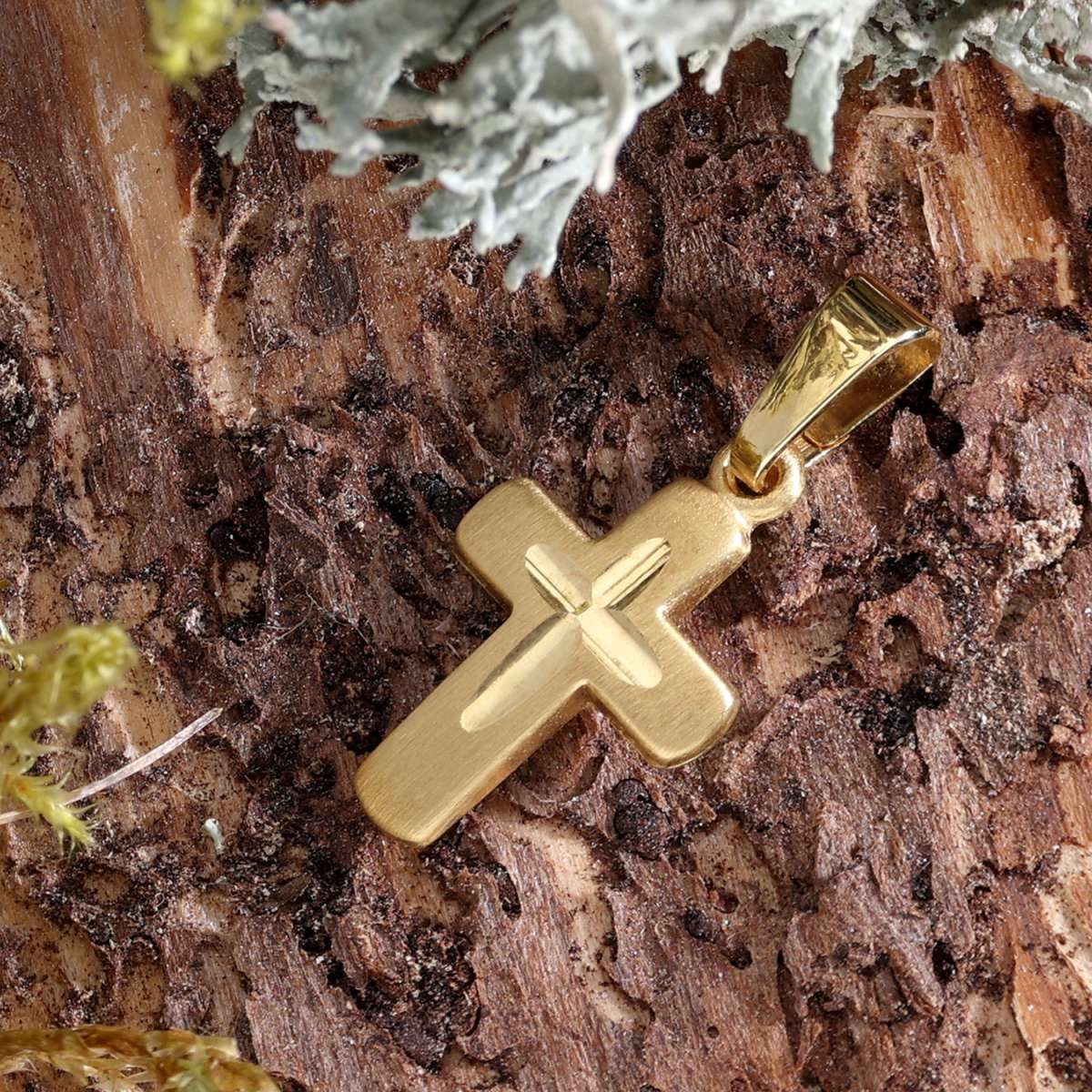trendor Kreuzanhänger 21316, Kinder Kreuz-Anhänger Gold 585 / 14K 12 mm – Bild 3 von 5
