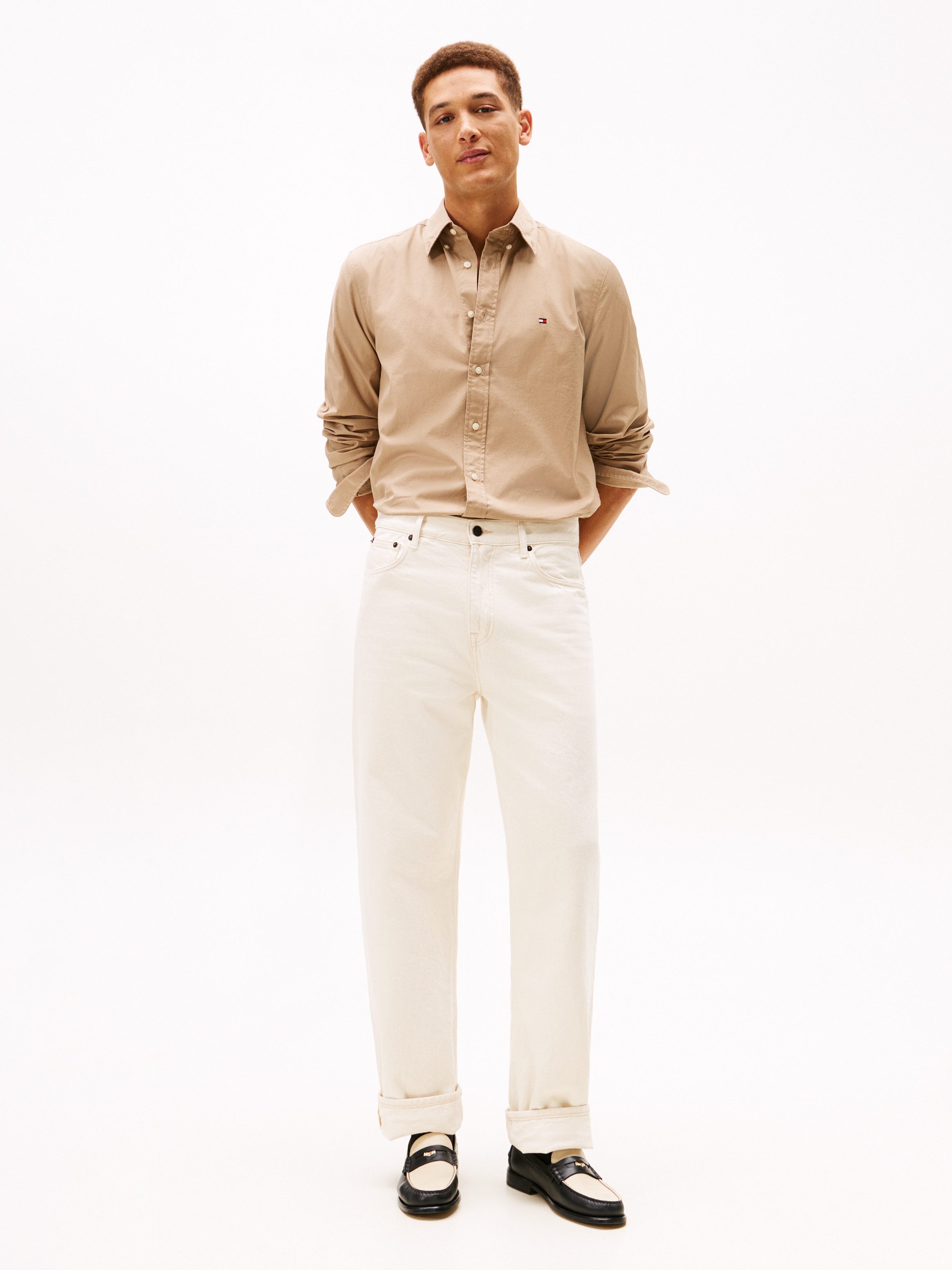 Tommy Hilfiger Businesshemd FLEX POPLIN SOLID unifarben, klassisch, regular fit, Baumwolle, Button-down-Kragen