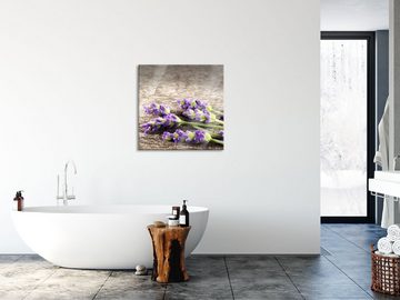 Pixxprint Glasbild Liegender frischer Lavendel, Liegender frischer Lavendel (1 St), Glasbild aus Echtglas, inkl. Aufhängungen und Abstandshalter