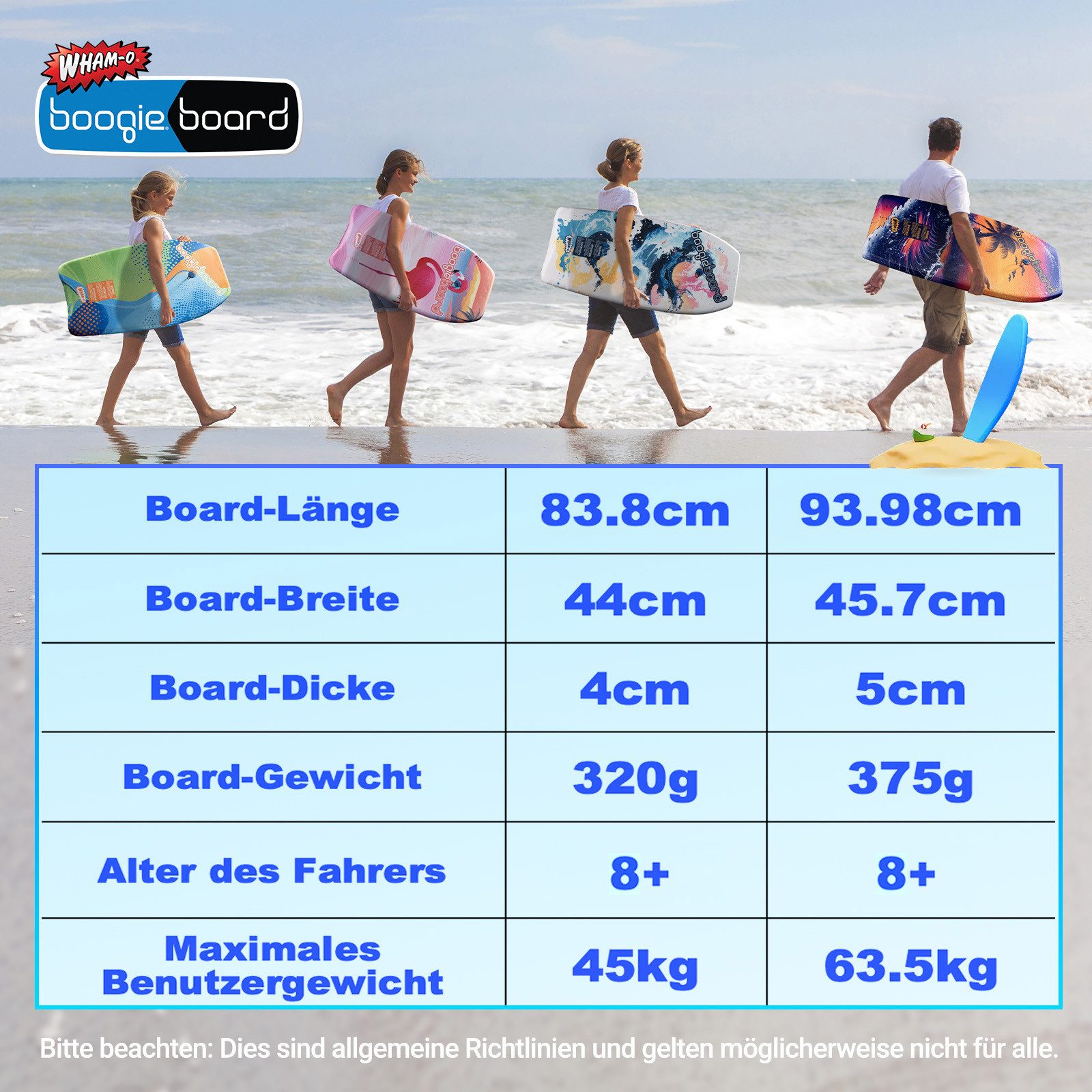 WHAM-O Bodyboard 83.8cm Boogie Board, Bodyboard, Mit Fangriemen, rutschfest, leicht, für Kinder, Grafikdesign