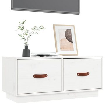 furnicato TV-Schrank Weiß 80x34x35 cm Massivholz Kiefer
