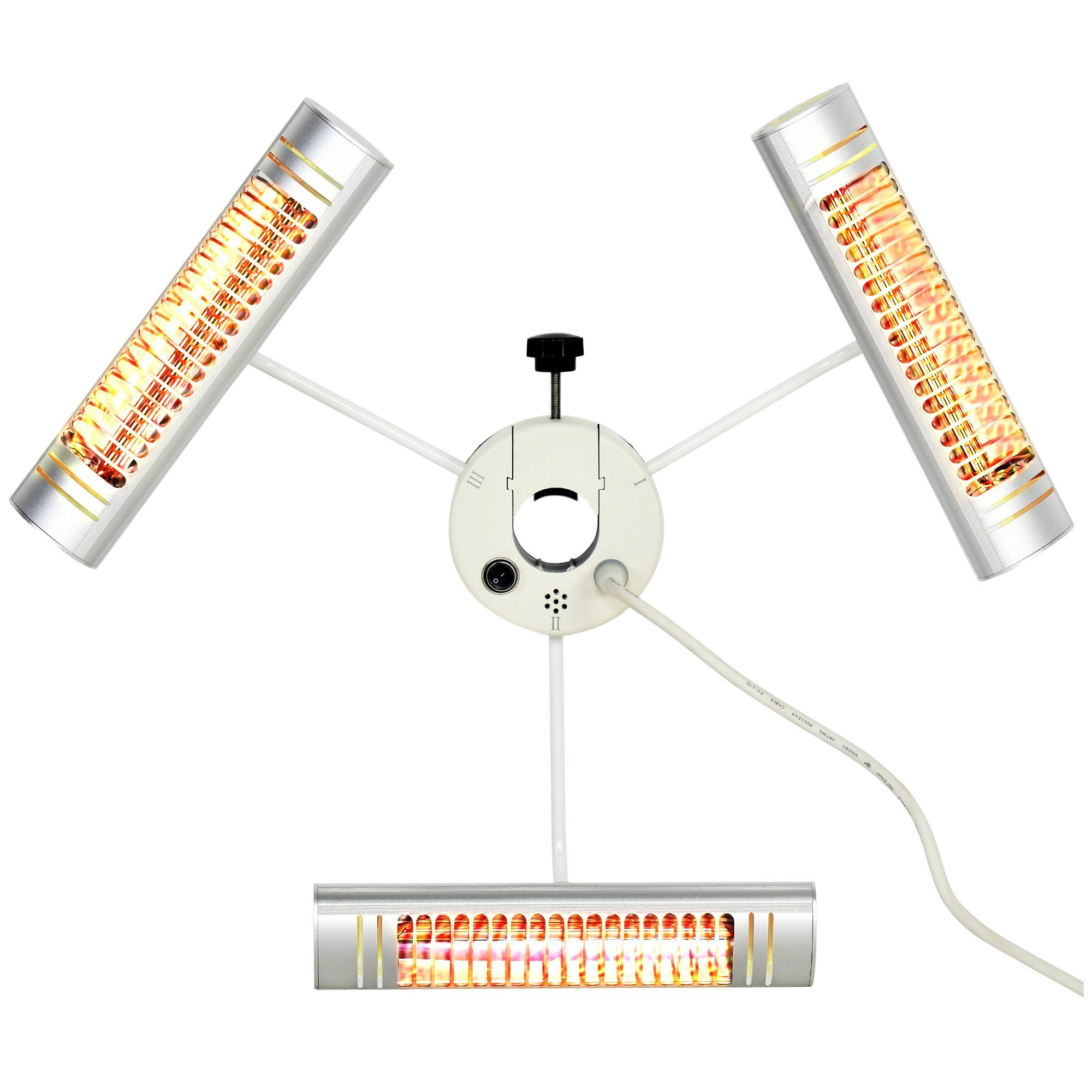 75 Fernbedienung, W Heizköpfe, mit 22cm, Outsunny x W, drei 87 Heizköpfen x 3000 3 Heizstrahler 1000 Infrarot,