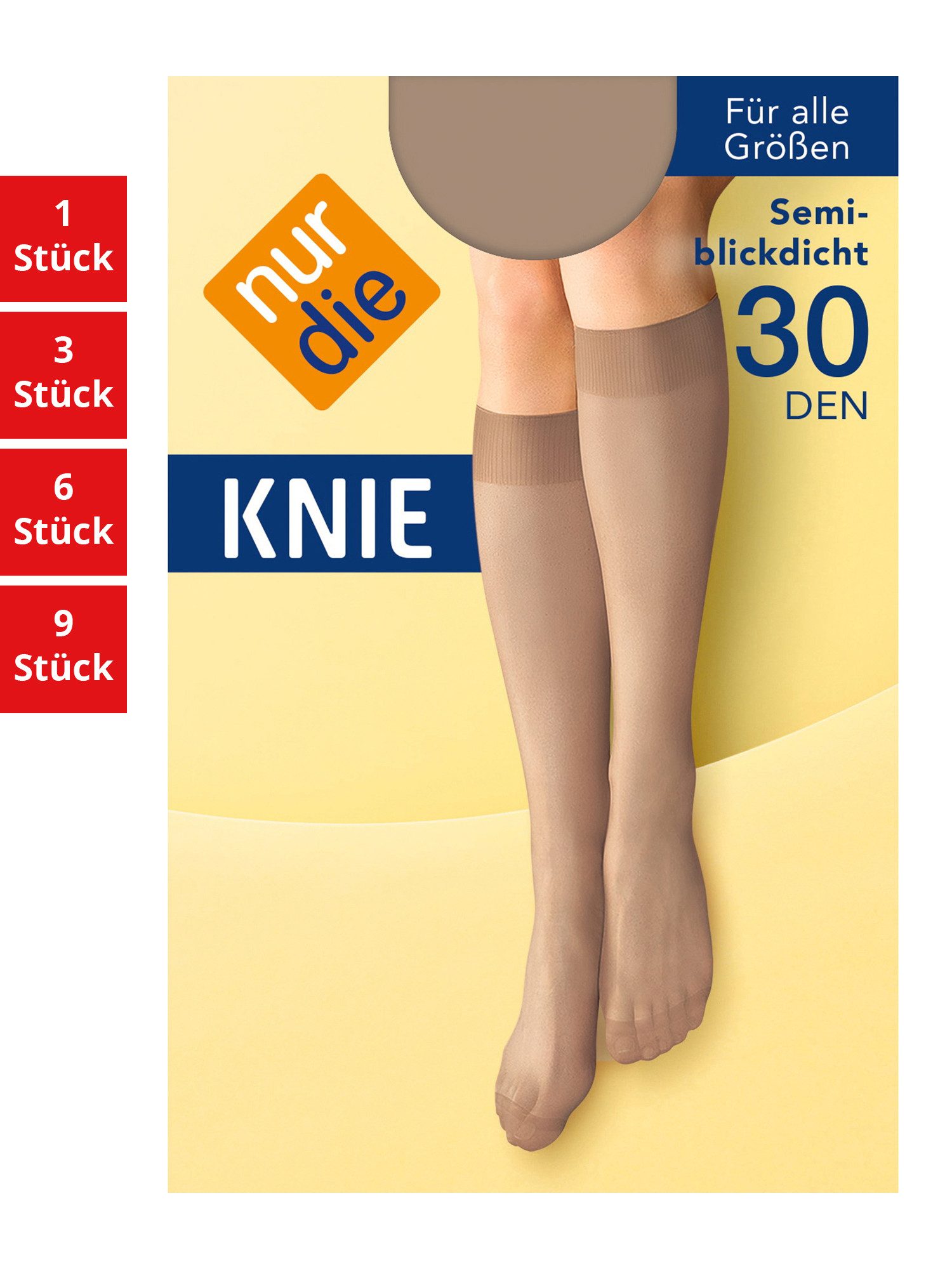 Nur Die Kniestrümpfe 30 DEN Damen (1er/3er/6er/9er Pack, 3-Paar) Knie-strüm günstig online kaufen
