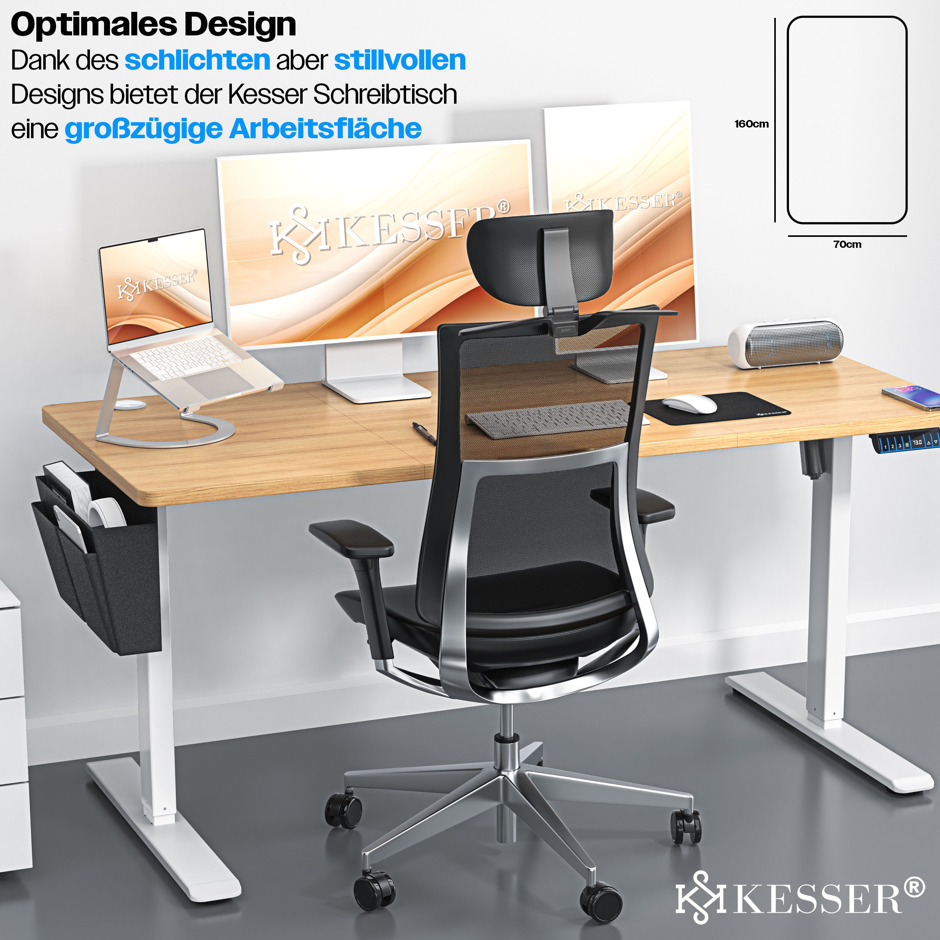 KESSER Schreibtisch, elektrischer & Höhenverstellbarer Computertisch für Home & Office