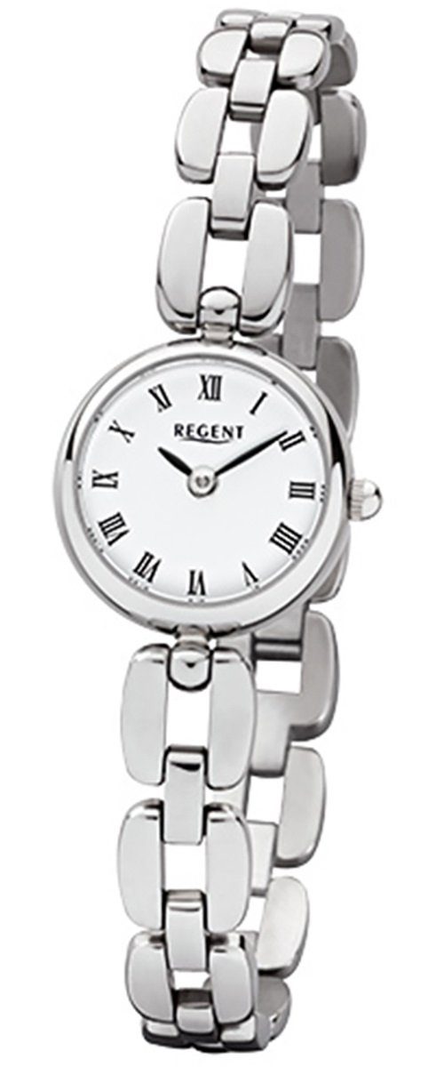 Regent Quarzuhr Regent Damen-Armbanduhr silber Analog F-965, Damen Armbanduhr rund, klein (ca. 20mm), Edelstahlarmband