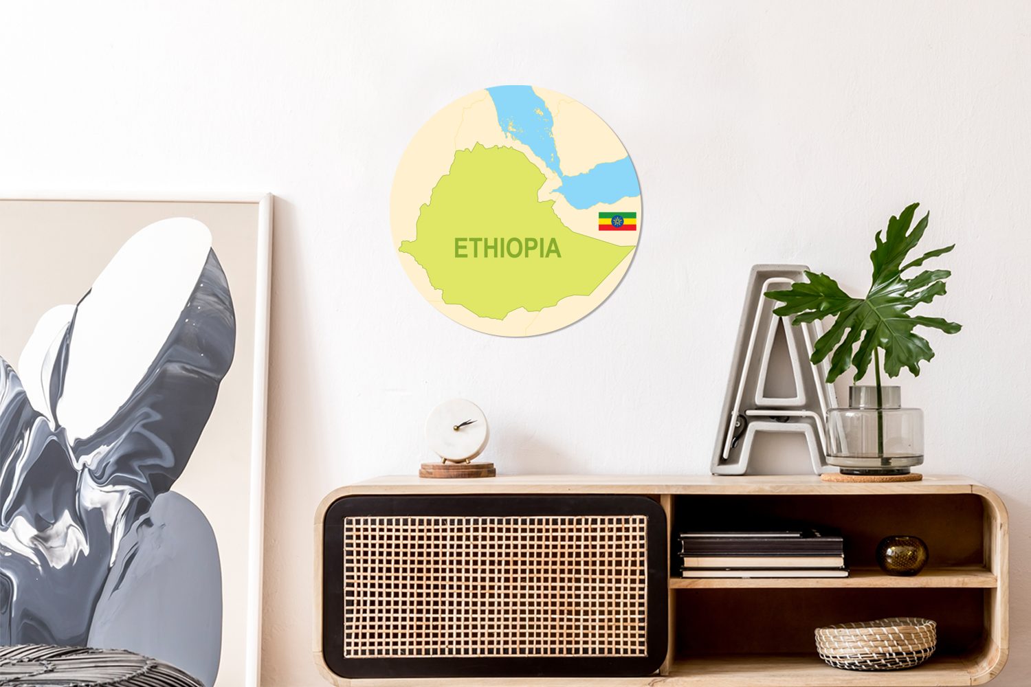 MuchoWow Wandsticker Illustration von Äthiopien Kinderzimmer, Grün Tapetenkreis Tapetenaufkleber, für Wohnzimmer in St), (1 Rund