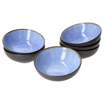 MamboCat Müslischale 6er Set Snack & Dip Schalen 4cm Reactive Glaze Blue 24321839, Porzellan
