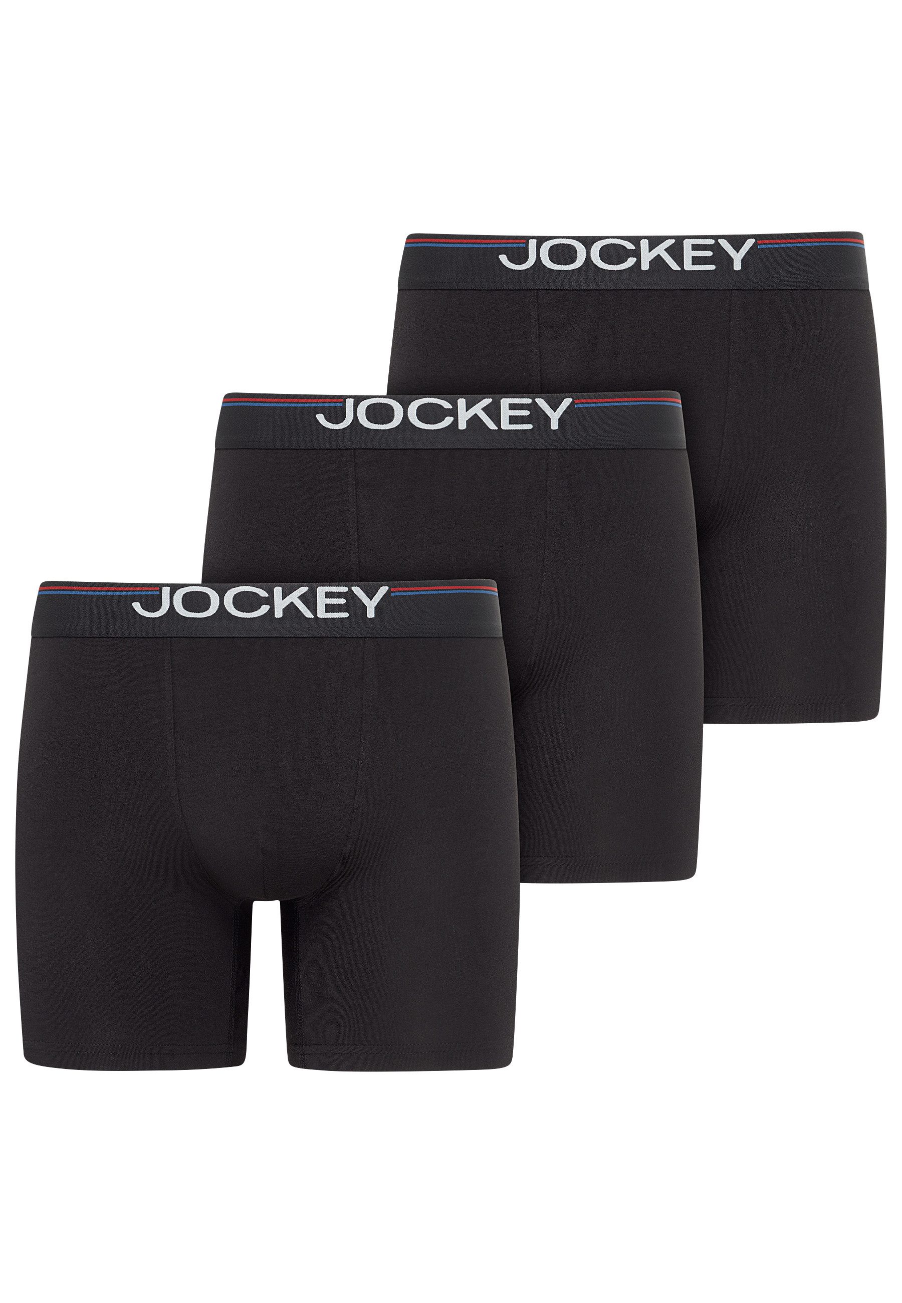 Jockey Langer Boxer Cotton Stretch (3er Pack) eng anliegend, hoher Tragekomfort