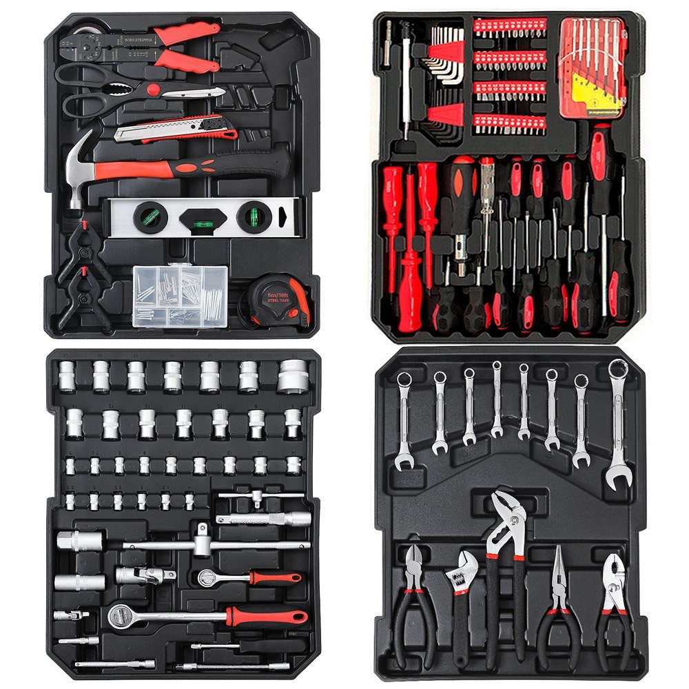 monzana Werkzeugkoffer, 899tlg Qualitätswerkzeug gefüllt XXL Werkzeugkasten Set Werkzeugkiste