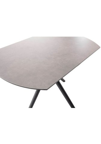 MCA furniture Valgomojo stalas RUBIKON Stalas 90-135 cm (Einzelstück) Keramik metalas Längsseitenauszug išskleidžiamas 13 mm