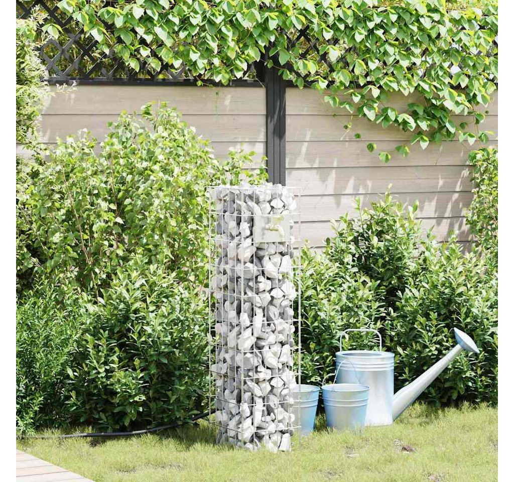 vidaXL Bewässerungssystem, Gabionen Wasserhahn Silber 25 x 25 x 100 cm Edelstahl
