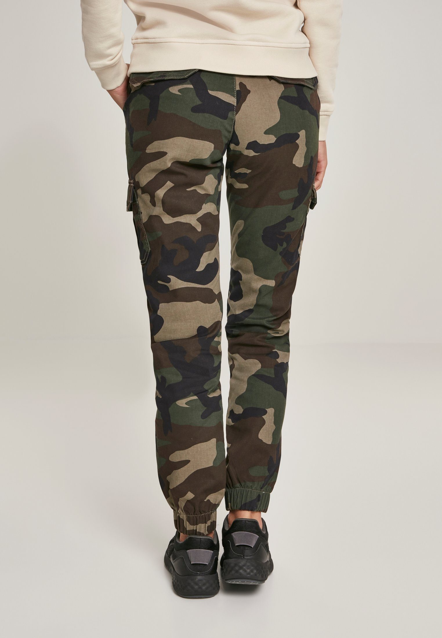 URBAN CLASSICS Cargohose "Urban Classics Damen Ladies High Waist Camo Cargo günstig online kaufen