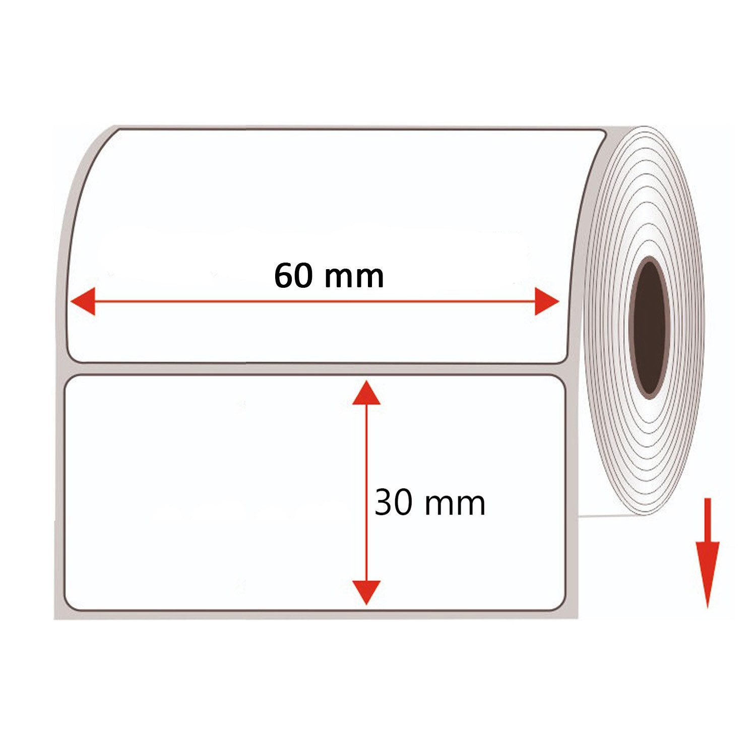 GoodMarkt Etiketten 60x30mm Selbstklebende Thermo Etiketten auf Rolle 1000 Labels, Adressetiketten Haushaltsetiketten Bedruckbar Aufkleber für Büro Küche – Bild 4 von 5
