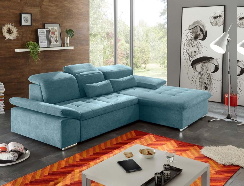 ED EXCITING DESIGN Ecksofa, Wayne Ecksofa 276x188 cm Couch Eckcouch Sofa Blau (Denim)