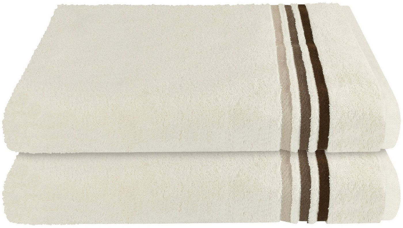 Schiesser Duschtücher Skyline Color aus 100 % Baumwolle mit eleganter Streifenbordüre, Frottier (Set, 2-St), MADE IN GREEN by OEKO-TEX®