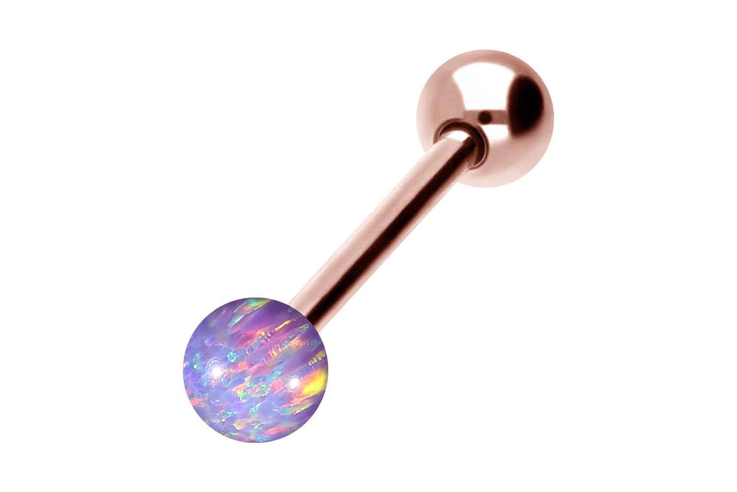 Brustwarzenpiercing Titan Barbell SYNTHETISCHER OPAL + TITAN-KUGEL