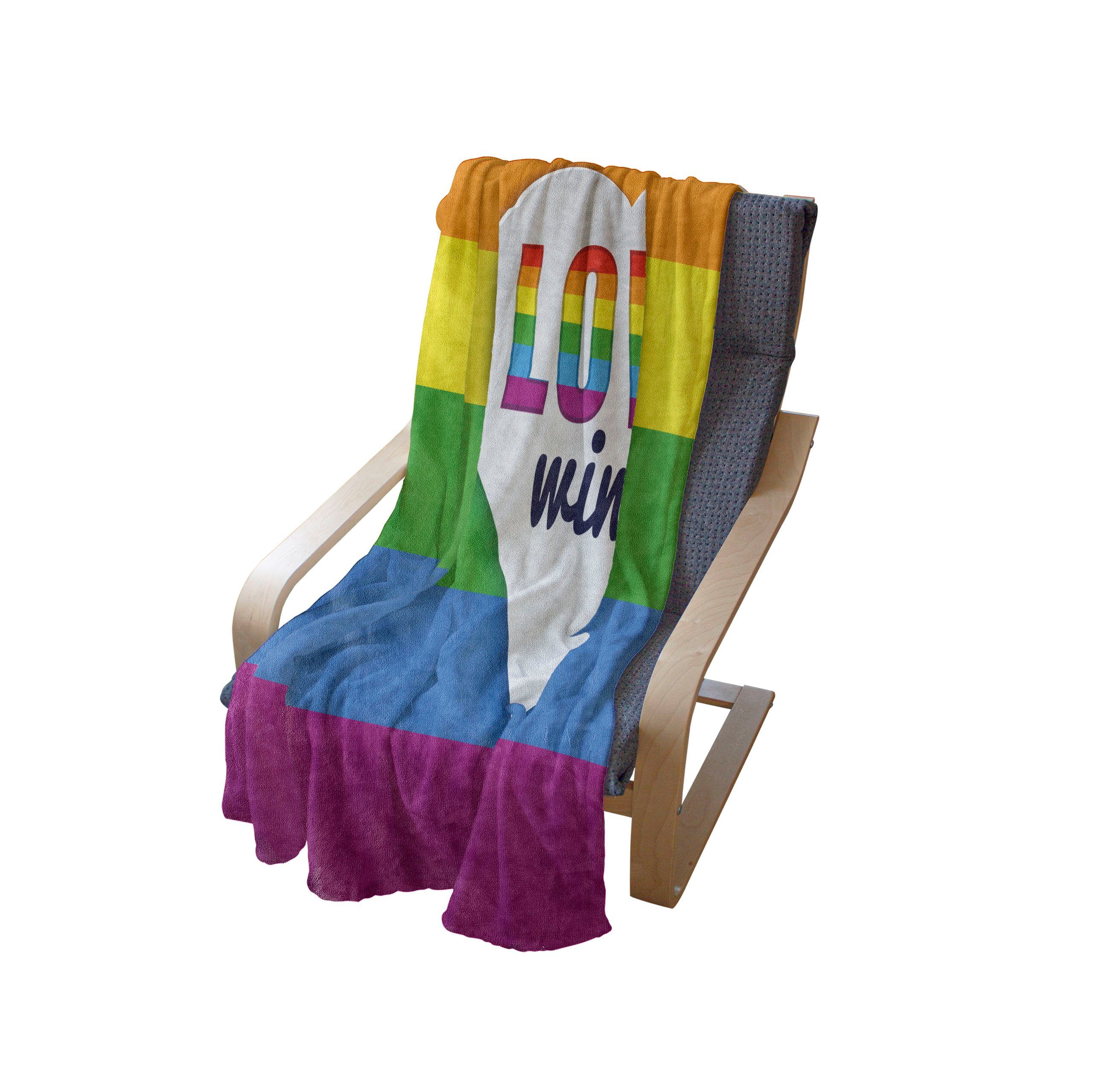 Wohndecke Gemütlicher Plüsch Regenbogen für Liebe den Stolz gewinnt und Außenbereich, LGBT Abakuhaus, Innen