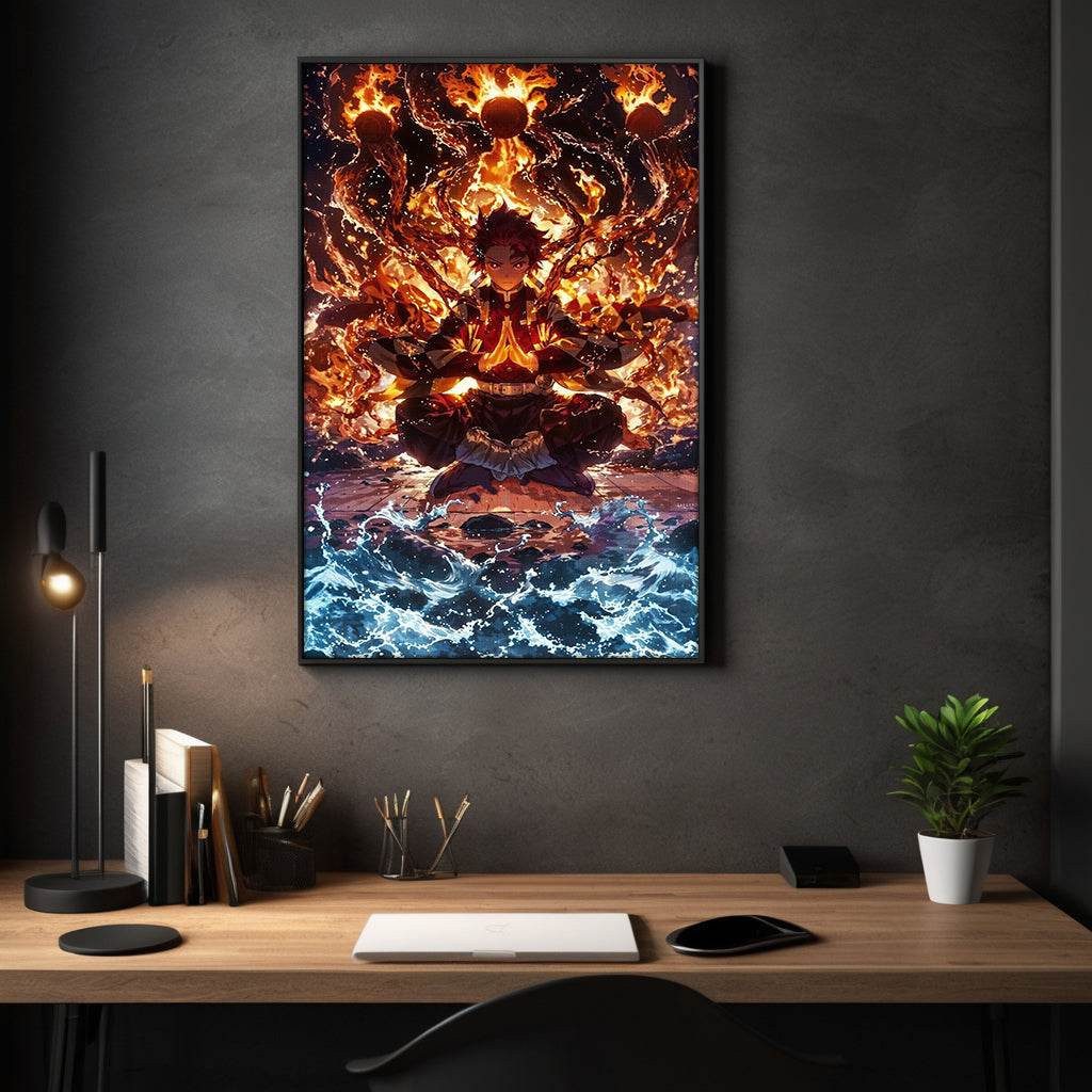 SimpleCanvas Wanddekoobjekt Tanjiro Meditation - Demon Slayer - Anime Leinwandbild, Wandbild Demon Slayer, Tanjiro Kamado beruhigend