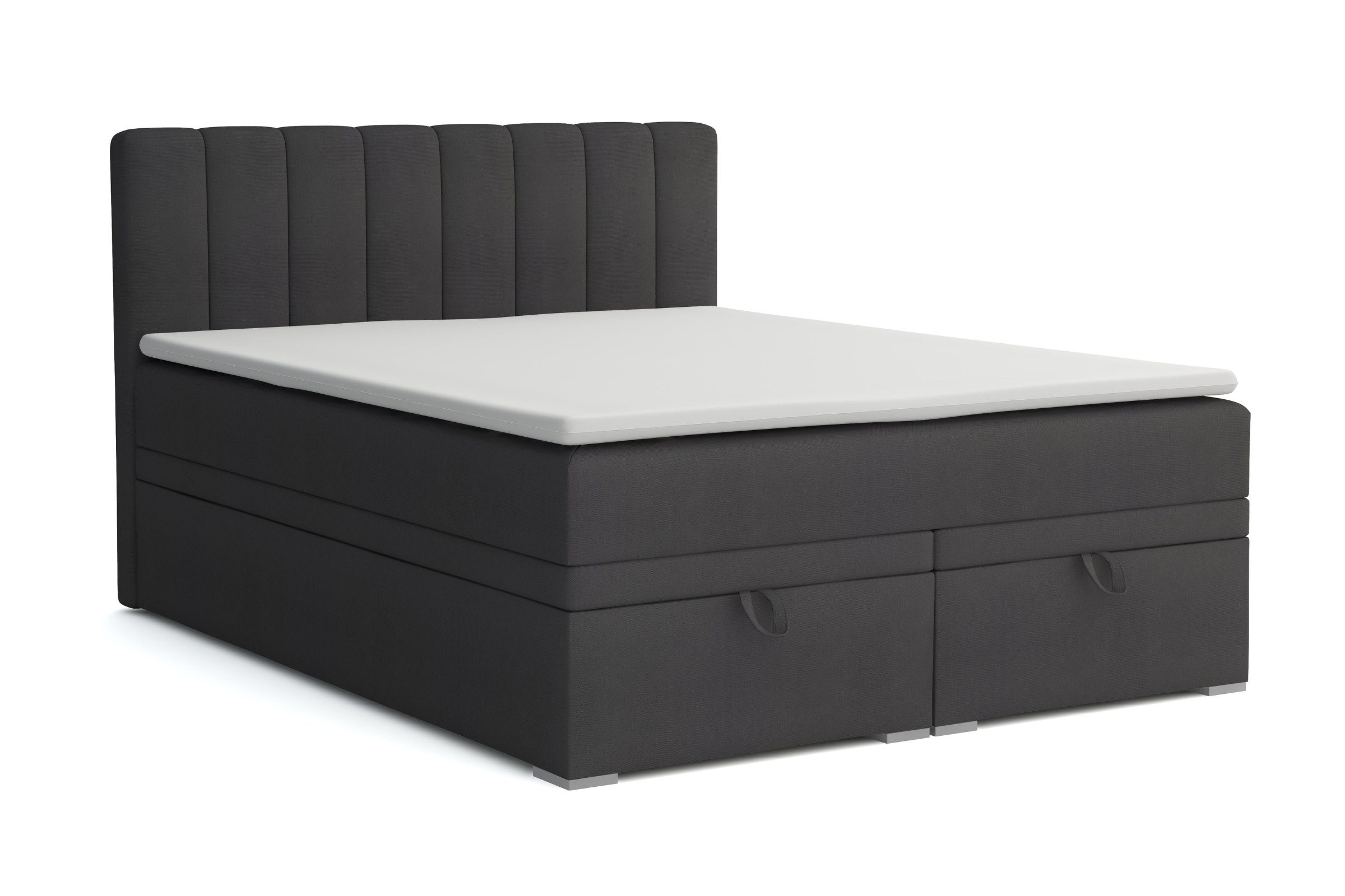 Deine Möbel 24 Boxspringbett DAVID Boxbett Polsterbett Komplettbett Bett mit einer Matratze H4 (Taschenfederkernmatratzen 7 Zonen H4 Creme Grau Hellgrau Schwarz Anthrazit Beige Samt Velour, 3-St., Taschen-federkernmatratze 7 Zonen H4 PREMIUM Bett), 120x200 140x200 160x200 180x200 200x200 inkl Topper, Bettkasten