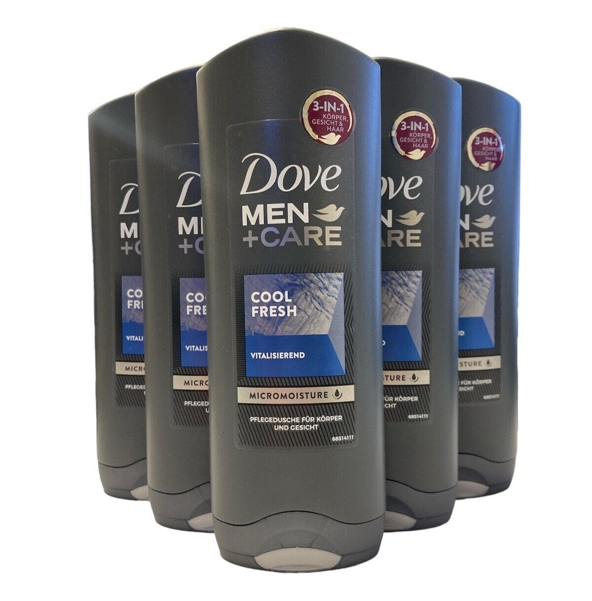 DOVE Duschgel 6x Dove Men+Care Cool Fresh Vitalisierend Pflegedusche 3in1, 5-tlg.