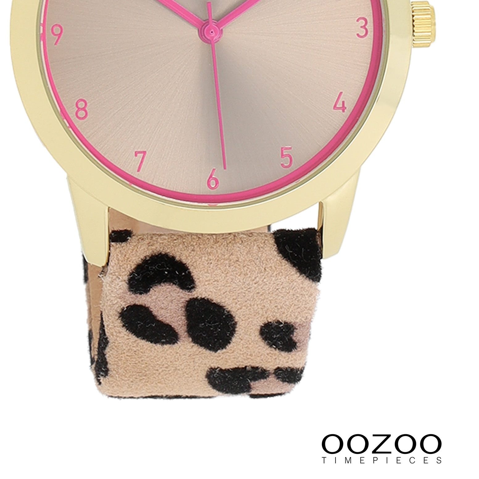 OOZOO Quarzuhr Oozoo Damen Armbanduhr beige schwarz, (Analoguhr), Damenuhr rund, mittel (ca. 38mm) Lederarmband, Casual-Style
