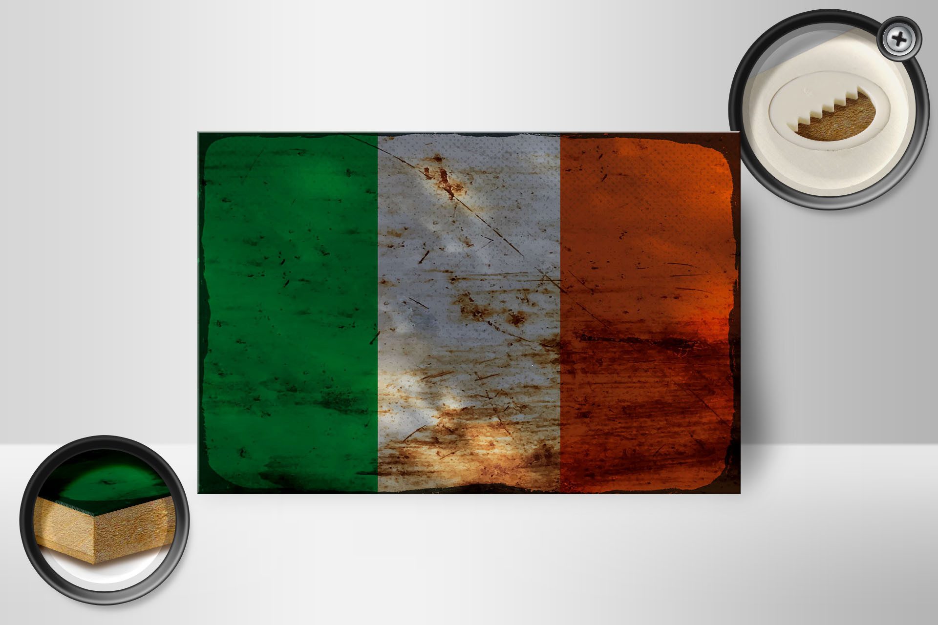 Femer GmbH Holzbild Flagge Irland 18x12 cm Flag of Ireland Rost, Flaggen (1 St), Glatte Holzfaserplatte (MDF), vorn beschichtet