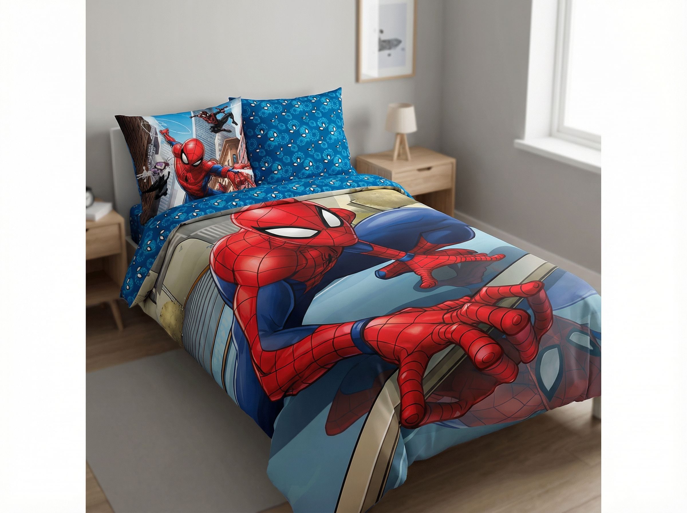 MARVEL Bettwäsche Marvel Spider-Man Jungen Bettwäsche Set 135x200 80x80 cm, Mikrofaser, 2 teilig, 100% Baumwolle