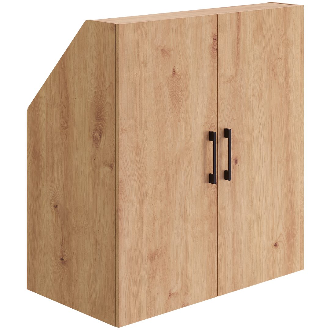 Bellamio Regal Aland Dachschrägenregal 45 Grad-Winkel, Eiche, 90 cm breit mit 2 Türen, verfügbar mit & ohne Türen