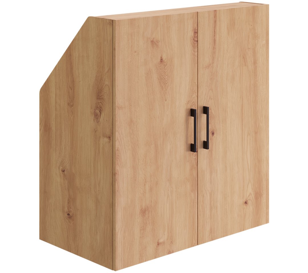Bellamio Regal Aland Dachschrägenregal mit 45°-Winkel, Regal für Dachschrägen, Eiche, 90 cm breit mit 2 Türen, verfügbar mit & ohne Türen