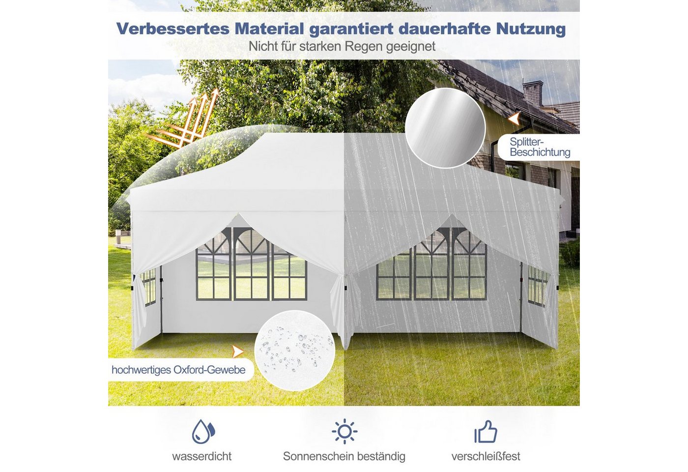 Thumbnail - COSTWAY Pavillon 3 x 6m Faltpavillon, mit 6 Seitenteilen, mit 6 abnehmbaren Seitenwänden
