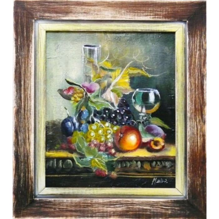 JVmoebel Ölbild Gemälde "Obst " Handarbeit Ölbild Bild Ölbilder Rahmen Bilder SOFORT (1 St)