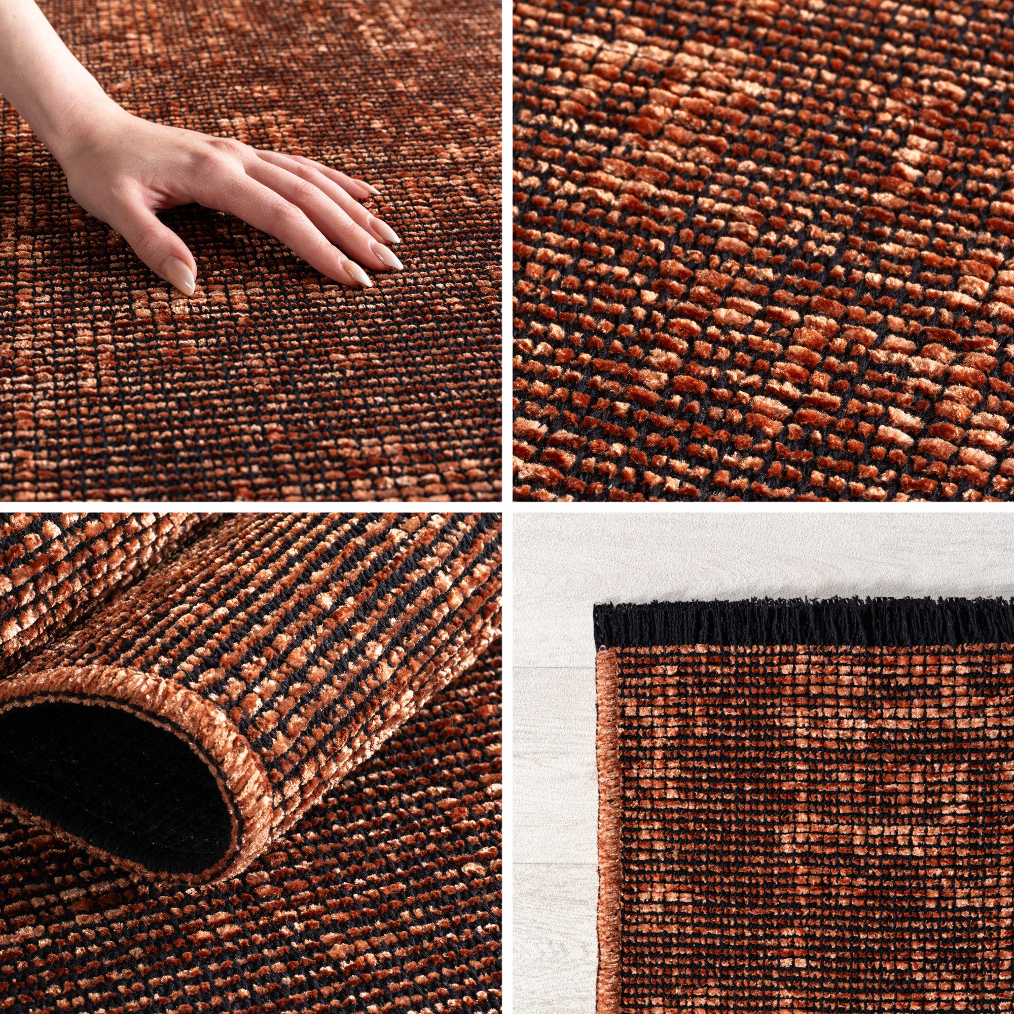 Teppium Teppich Unicolor - Einfarbig, Läufer, Höhe: 7 mm, Baumwolle Teppich Anti-Rutsch Waschbar Flachgewebe