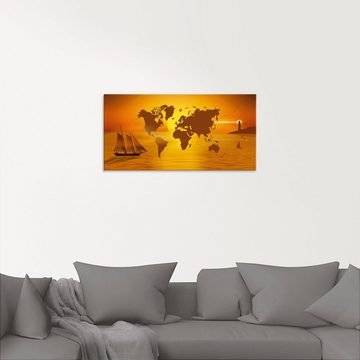 Artland Glasbild Weltumsegelung, Landkarten (1 St), in verschiedenen Größen