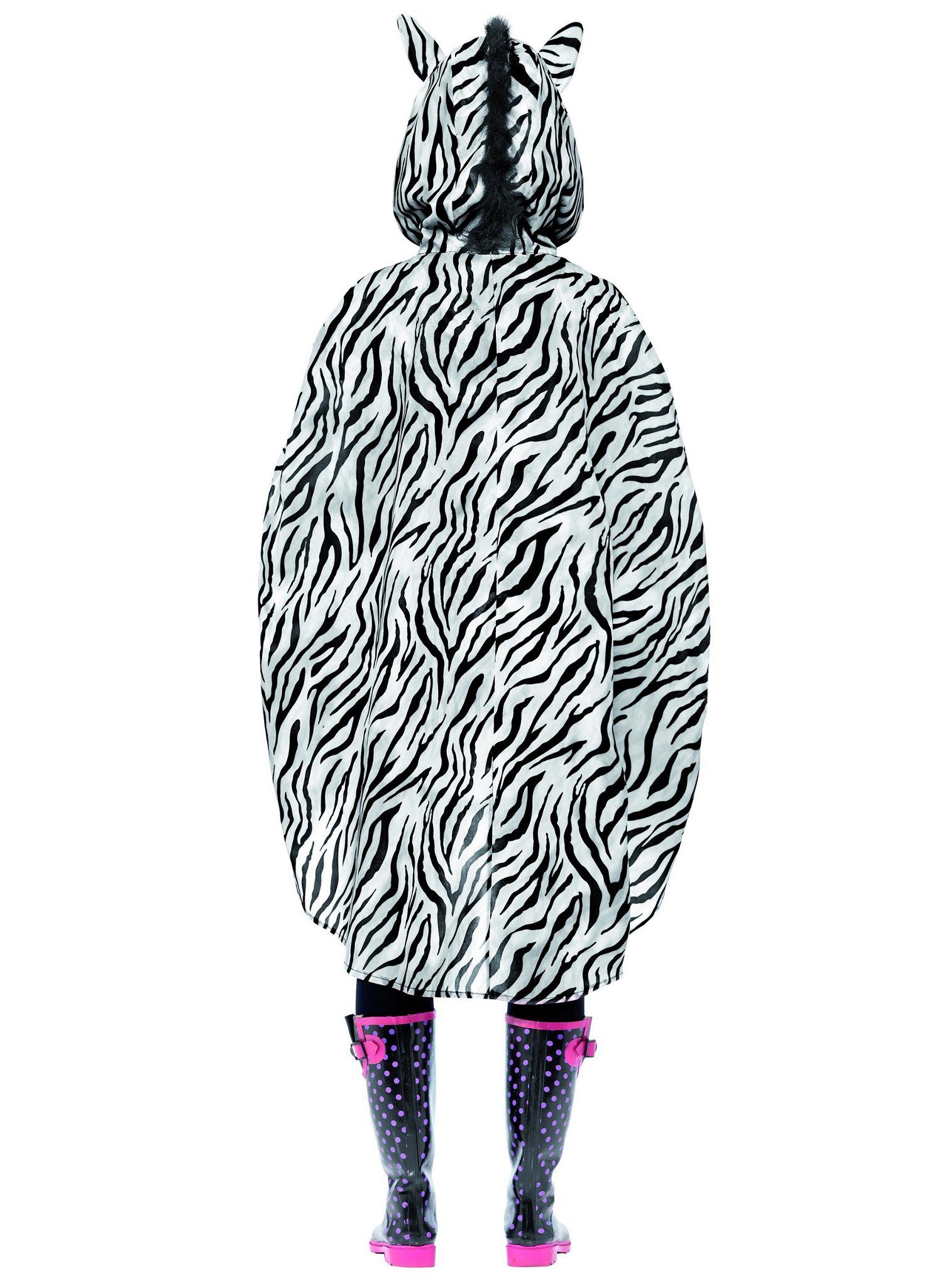 Smiffys Kostüm Zebra Poncho - Karnevalskostüm Damen Fasching, Tierischer Regenschutz für Festival und Event