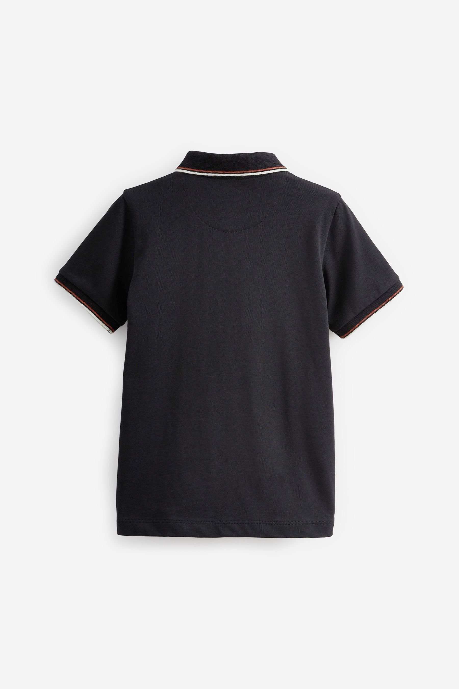 Kurzärmeliges Polohemd mit Next Reißverschluss Tan Brown Poloshirt (1-tlg)